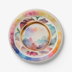 Assiettes En Carton Élégante Chine Aquarelle Mariage Plaques & Bowls