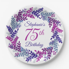 Assiettes En Carton Élégante couronne violette rose 75e anniversaire