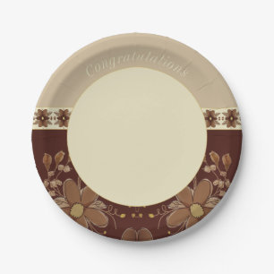 Assiettes En Carton Elégante Crème Beige Et Brown