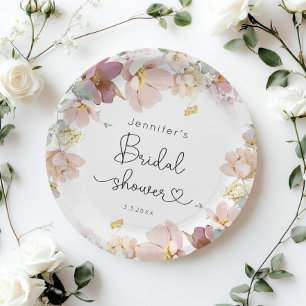 Assiettes En Carton Elégante douche de mariée Fleur sauvage