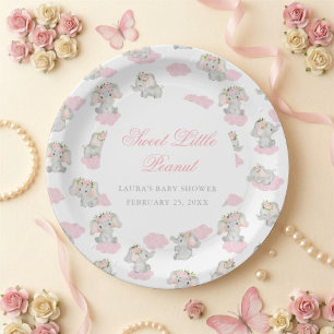 Assiettes En Carton Élégante éléphant douce petite cacahuète Baby Show