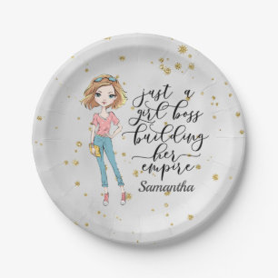 Assiettes En Carton Élégante et mignonne dame   Boss fille   Gris