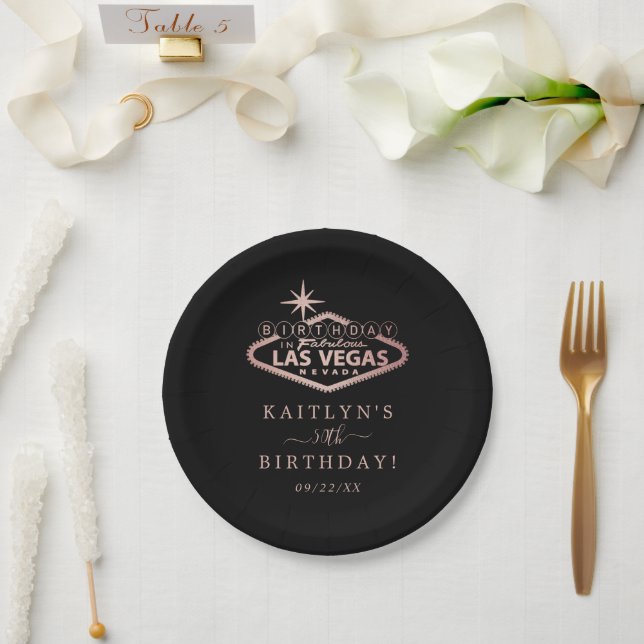 Assiettes En Carton Elégante fête d'anniversaire de Las Vegas (Mariage)