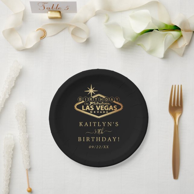 Assiettes En Carton Elégante fête d'anniversaire de Las Vegas (Mariage)