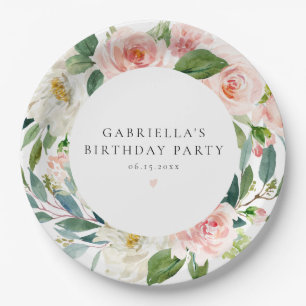 Assiettes En Carton Élégante fête d'anniversaire rose pâle rose