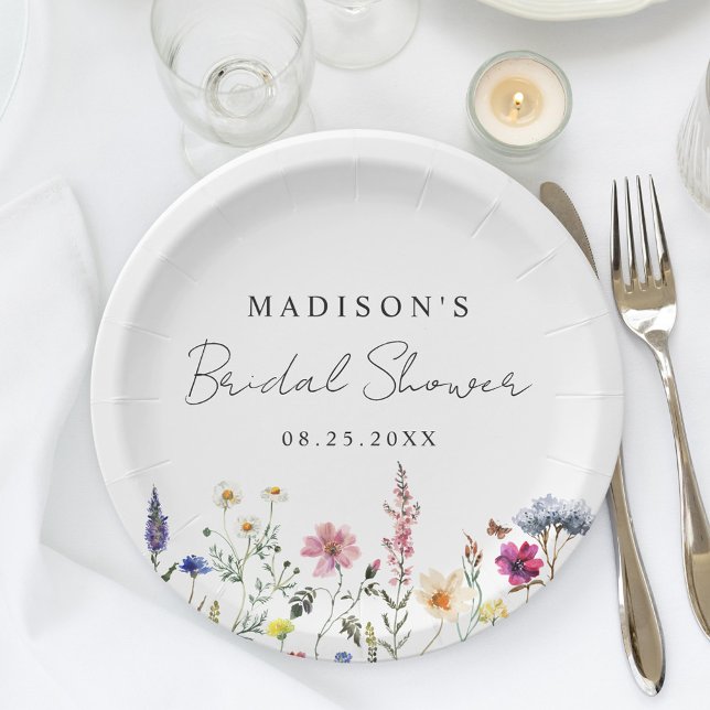 Assiettes En Carton Élégante Fête de Fiançailles de Prairie de Fleurs  (Créateur téléchargé)