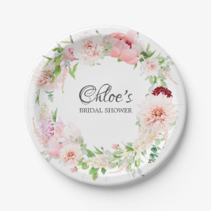 Assiettes En Carton Élégante Fête de Mariage Rose Pivoine