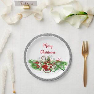 Assiettes En Carton Élégante fête de Noël avec Parties scintillant