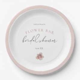 Assiettes En Carton Elégante Fête des mariées à fleurs rose
