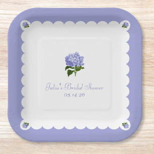 Assiettes En Carton Élégante Fête des mariées Classic Hydrangea Scallo