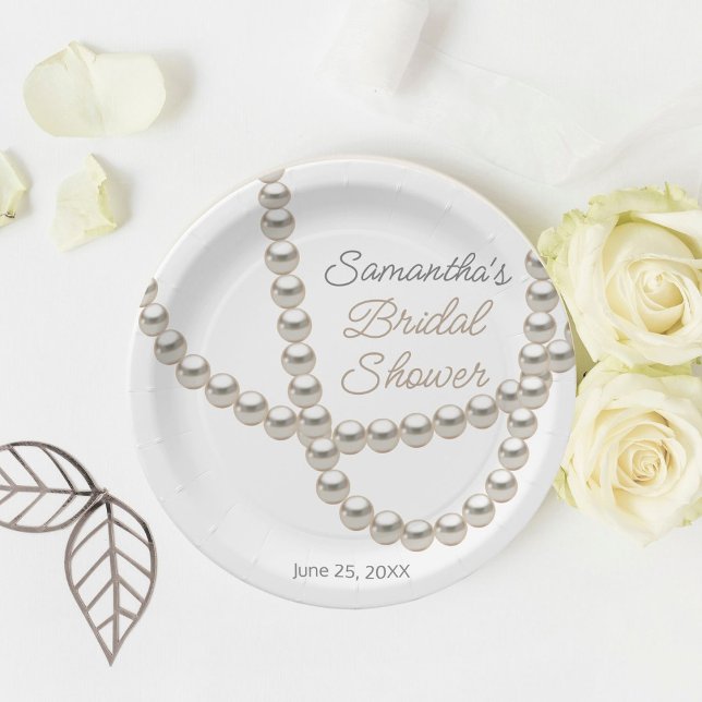 Assiettes En Carton Elégante Fête des mariées de collier Pearl (Créateur téléchargé)