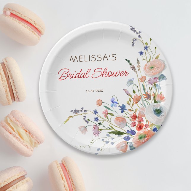 Assiettes En Carton Élégante Fête des mariées florale (Créateur téléchargé)
