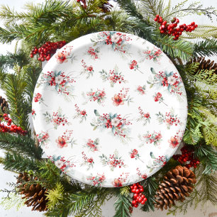 Assiettes En Carton Élégante Fête des mariées Florale d'hiver moderne