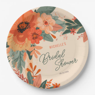Assiettes En Carton Élégante Fête des mariées florale en terre cuite