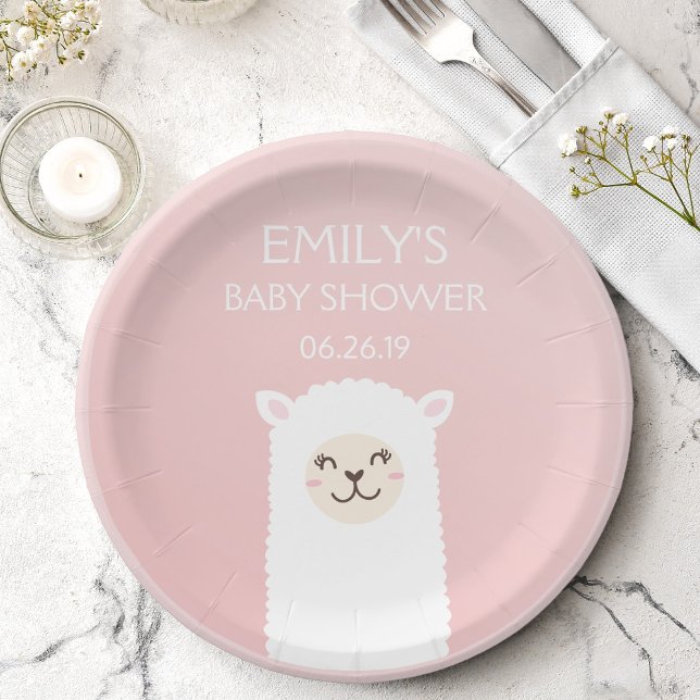 Assiettes En Carton Élégante fille rose Baby shower mignonne Kawaii Ll (Créateur téléchargé)