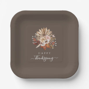Assiettes En Carton Élégante Fleur d'Automne de Thanksgiving
