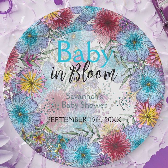 Assiettes En Carton Élégante Fleurs de Bohême Radiant Baby in Bloom (Créateur téléchargé)