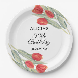 Assiettes En Carton Élégante Flore rousse printemps 55e anniversaire