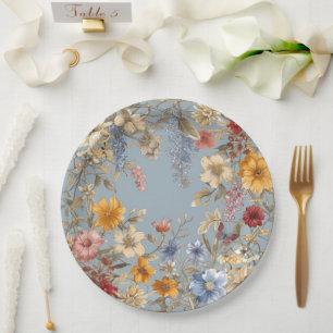 Assiettes En Carton Elégante frontière florale