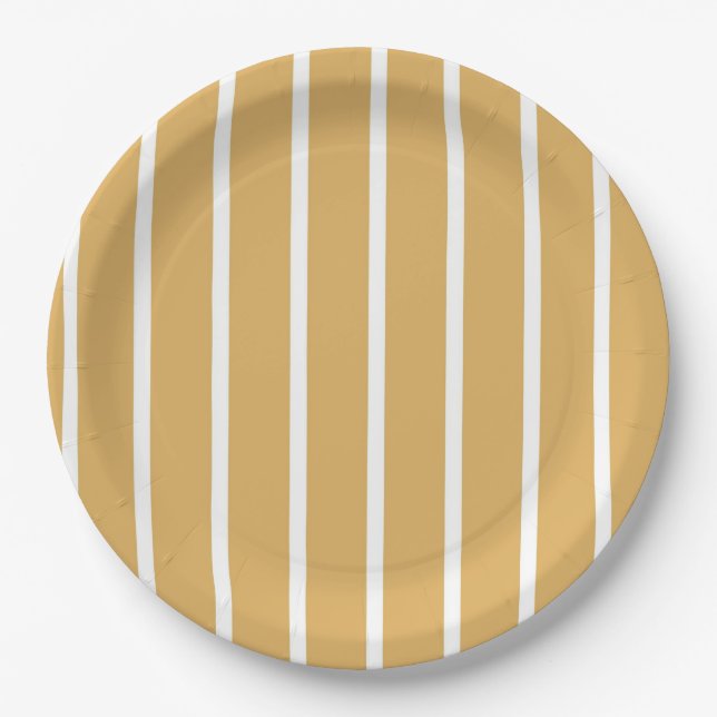 Assiettes En Carton Elégante Girly Retro Brown & Blancs (Devant)
