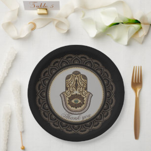 Assiettes En Carton Elégante main hamsa