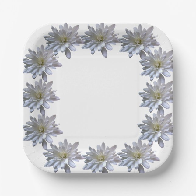 Assiettes En Carton Élégante marguerite florale blanche douce (Recto)