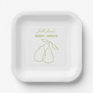 Assiettes En Carton Élégante Mariage Moderne Poire Verte Parfaite