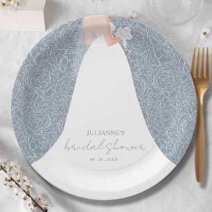 Assiettes En Carton Élégante mariée sur Dusty Blue Fête des mariées