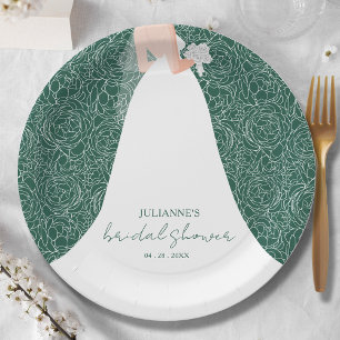 Assiettes En Carton Élégante mariée sur la Fête des mariées verte Emer