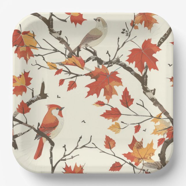 Assiettes En Carton Élégante plaque de papier de la Chinoiserie Automn (Recto)