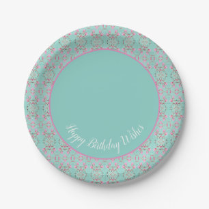 Assiettes En Carton Élégante Plaques d'anniversaire Turquoise rose et 