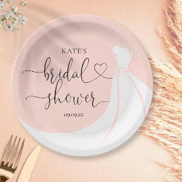 Assiettes En Carton Élégante robe de mariage rose-bleu Fête des mariée