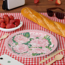 Assiettes En Carton Élégante rose Roses Floral Summer Party