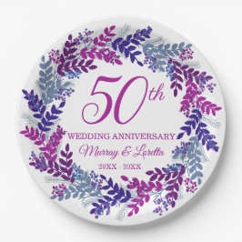 Assiettes En Carton Élégante Soirée de 50e Anniversaire Rose