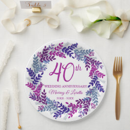 Assiettes En Carton Élégante Soirée des 40e Anniversaires Rose