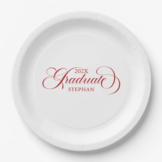 Assiettes En Carton Élégante typographie de script rouge (Devant)