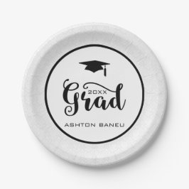 Assiettes En Carton Élégante Typographie Noire - Graduation