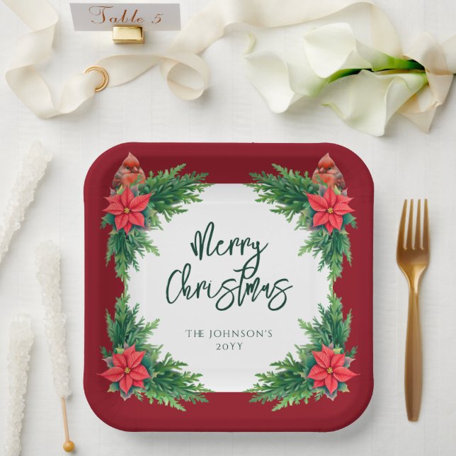 Assiettes En Carton Élégante verdure hivernale (Mariage)