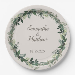 Assiettes En Carton Elégante verdure Mariage personnalisé