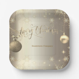 Assiettes En Carton Élégantes boules d'or Snowflakes Étoiles
