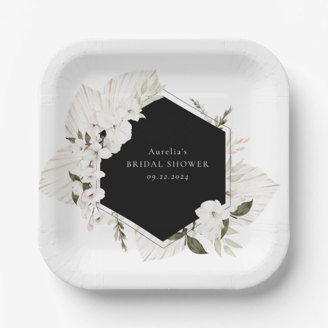 Assiettes En Carton Élégantes Plaques de papier floral bohème (Recto)