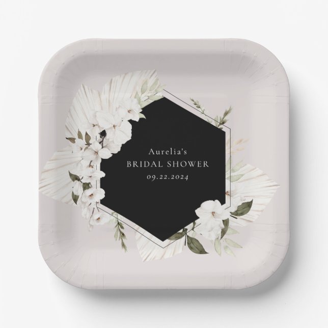 Assiettes En Carton Élégantes Plaques de papier floral bohème (Recto)