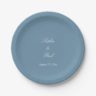 Assiettes En Carton Élégantes Plaques de papier Mariage bleu Dusty