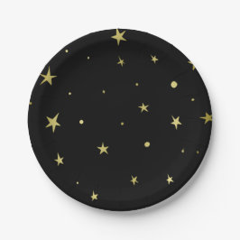 Assiettes En Carton Élégantes Plaques en papier Black Gold Stars
