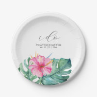 Élégantes Plaques Mariages jetables Fleurs roses