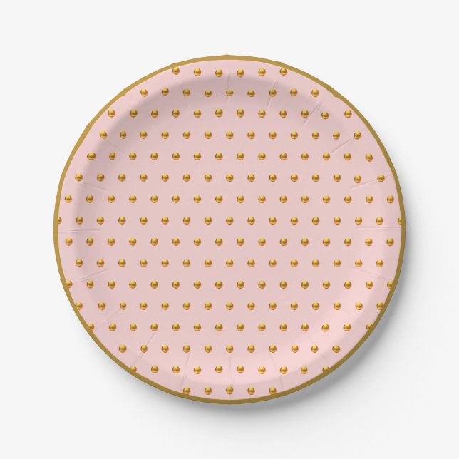 Assiettes En Carton Élégants points dorés (Devant)