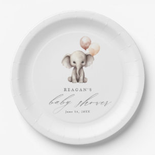 Assiettes En Carton Élémentaire Éléphant avec Ballons Fête de Naissanc
