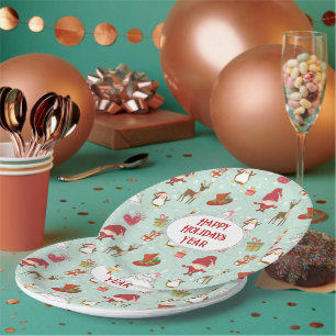 Assiettes En Carton Éléments de Noël Elfes rennes