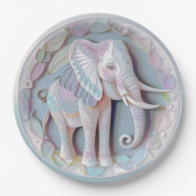 Assiettes En Carton Eléphant bébé (Devant)