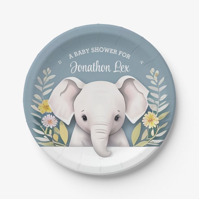Assiettes En Carton Eléphant bébé doux (Devant)